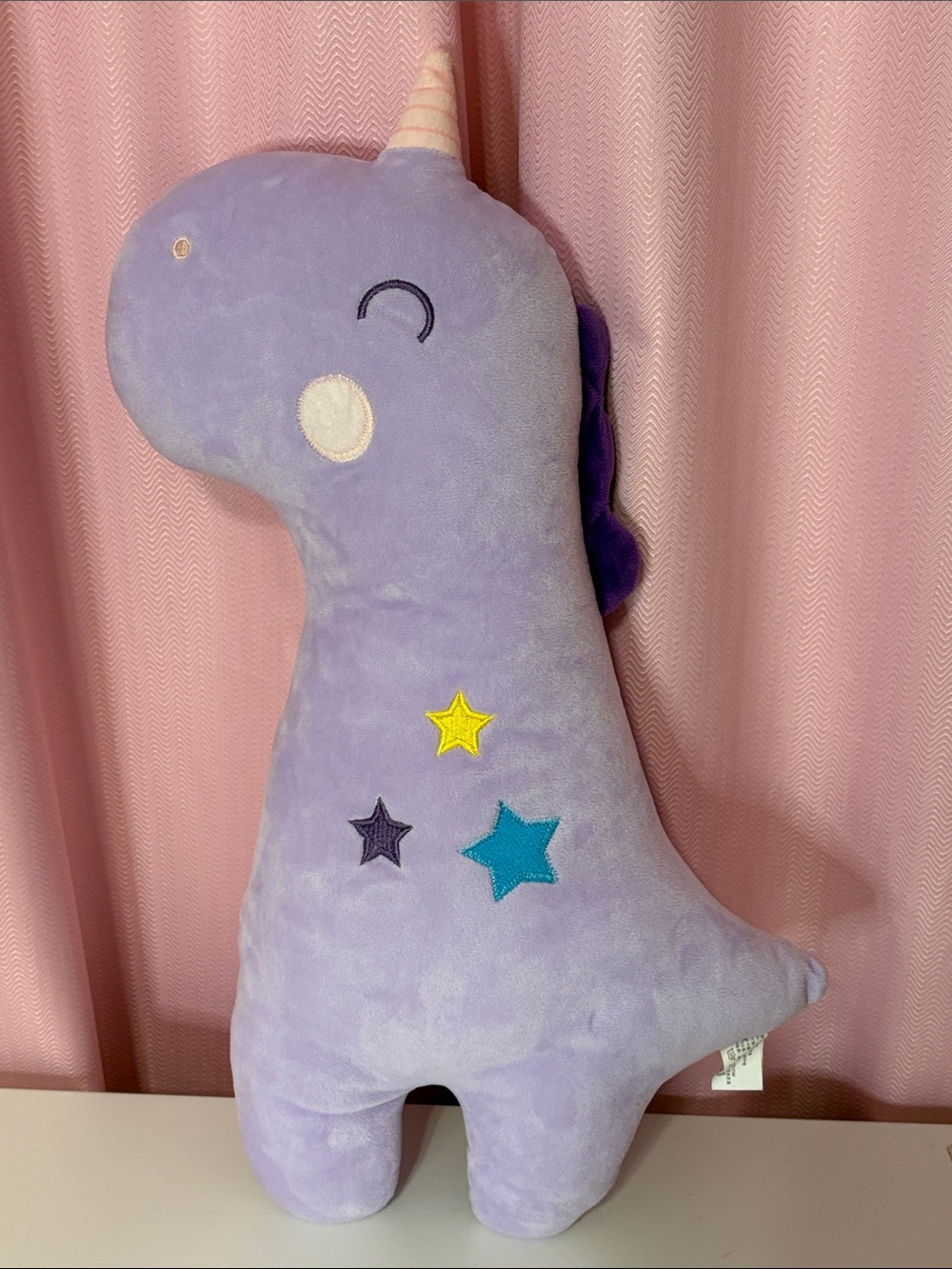Purple Dinosaur Unicorn Plush Seat Belt Pillow